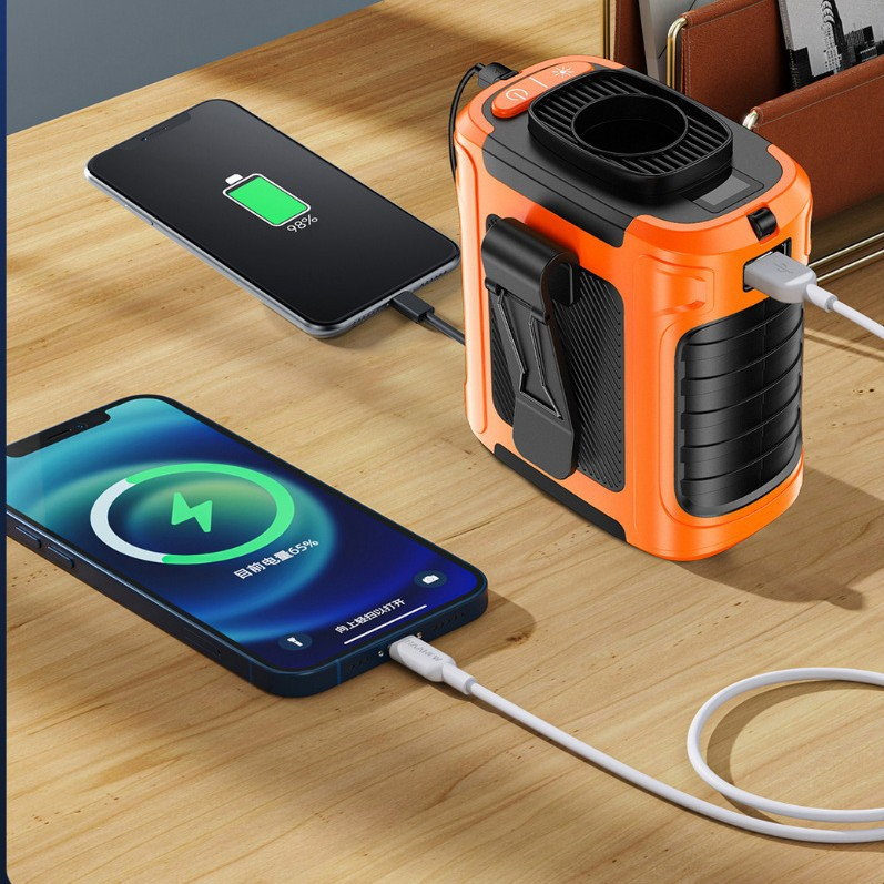 Portable Waist Clip Fan, USB Rechargeable Hanging Waist Fan for Outdoor Work Construction Site
