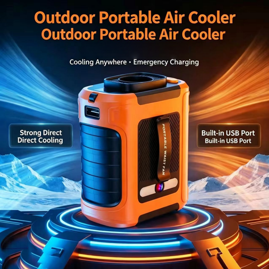 Portable Waist Clip Fan, USB Rechargeable Hanging Waist Fan for Outdoor Work Construction Site