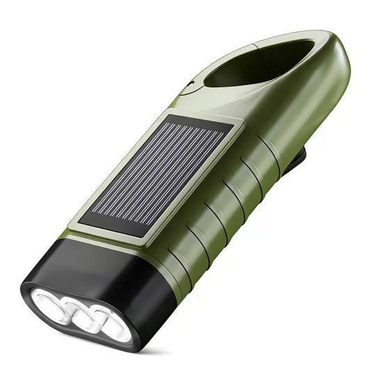 Solar Hand‑Crank Flashlight, Emergency Dynamo Torch, Solar & Type‑C Rechargeable for Ghana Power Outage Camping Outdoor